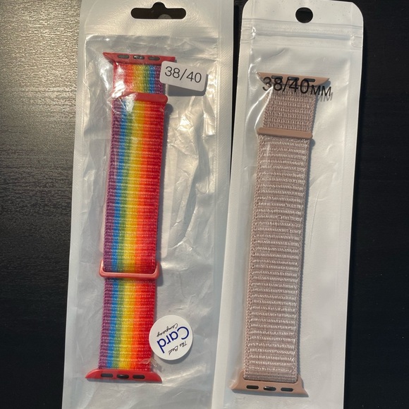 Apple Watch Bands 2 pack of adjustable velcro bands- rainbow&mauve- Size 38/40mm - Picture 2 of 4